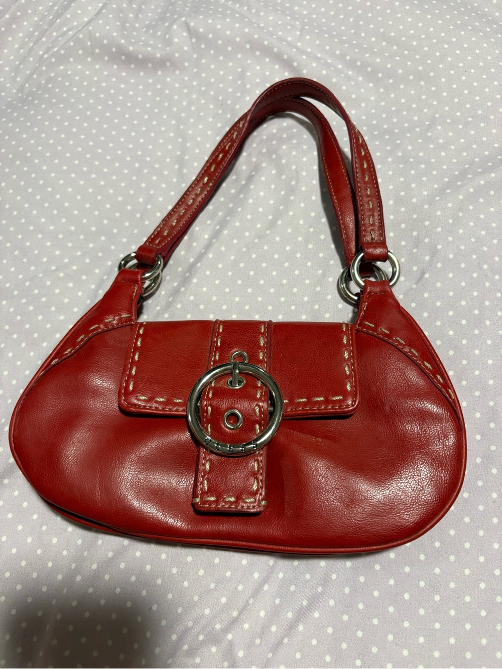 Guess Red Mini Shoulder Bag with Silver Ring Accent ( Small size )